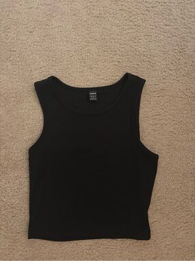 SHEIN Black Ribbed Scoop Neck Tank Top